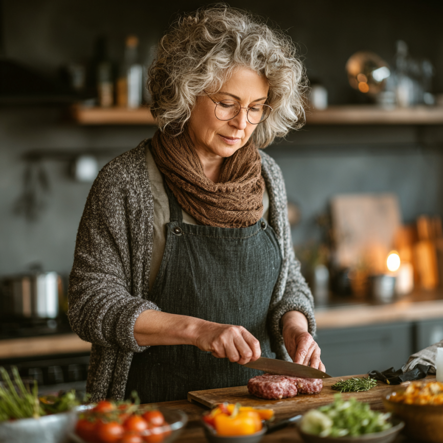 Щасливі літні люди з здоровою їжею